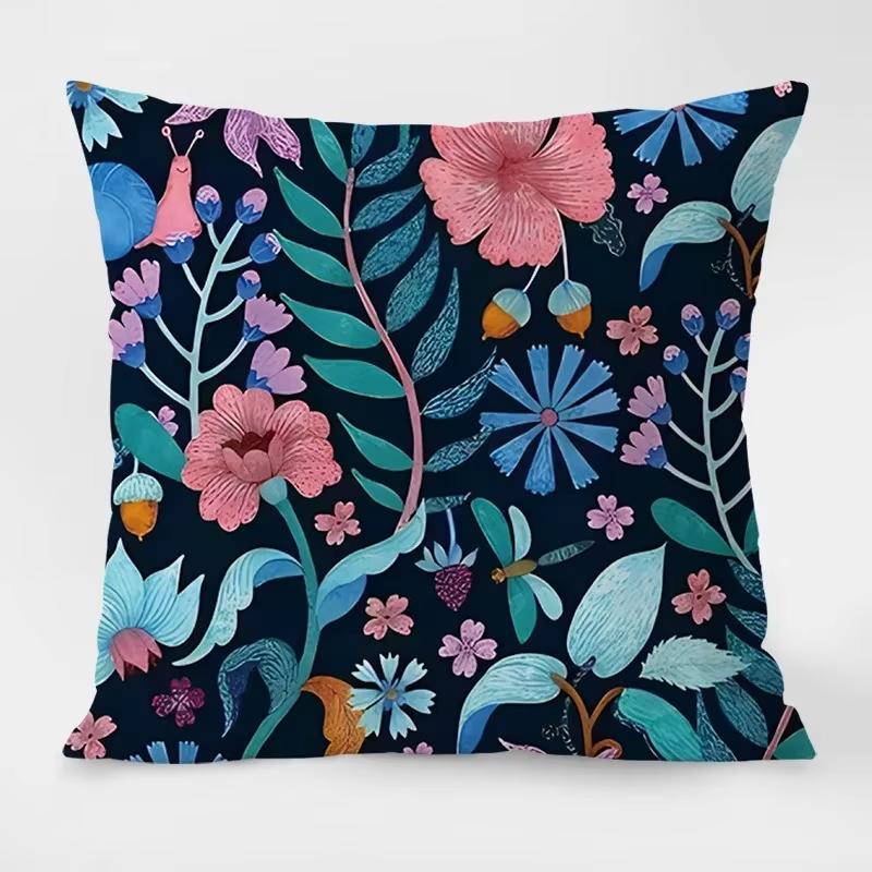 Simple Floral Pillowcase – Dormitory, Office & Living Room Sofa Home Decor