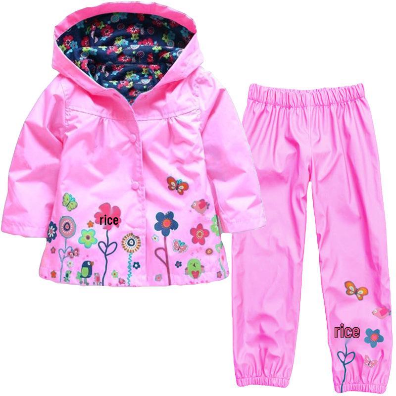 Girls  Cute Flower Windproof Waterproof Hooded Jacket - Kids Spring/Autumn 2016 Collection 130 cm