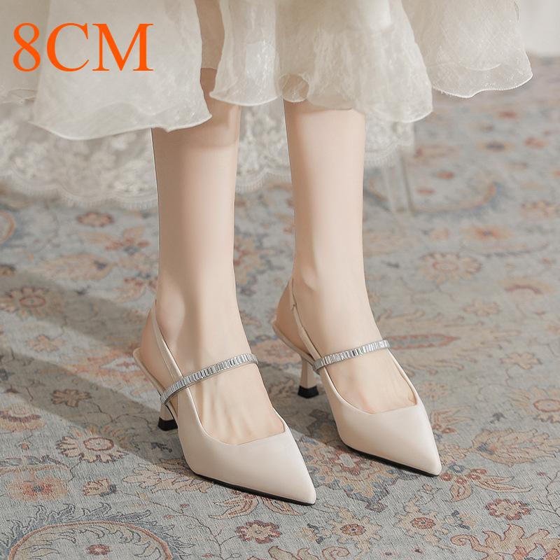 Fashion Sharp Pointed Slim Heeled High Heels Women 2025 New Summer French Rhinestone Back Air Sandals Womens Shoes sandals ladies shoes