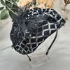 Sequins Half Caps Lace Bowknot Hairhoop for Women French Headband 20s Fascinator Evening Dress Hat for Formal Occasion