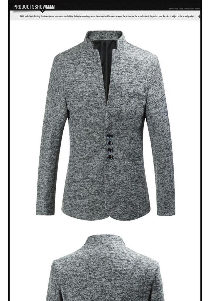 Men's Slim Fit Stand Collar Multi-Button Casual Suit Jacket