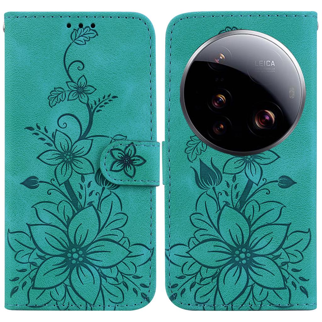 Für Xiaomi 15 Ultra Hülle Lily Flower Prägung Leder Handyhülle mit Ständer