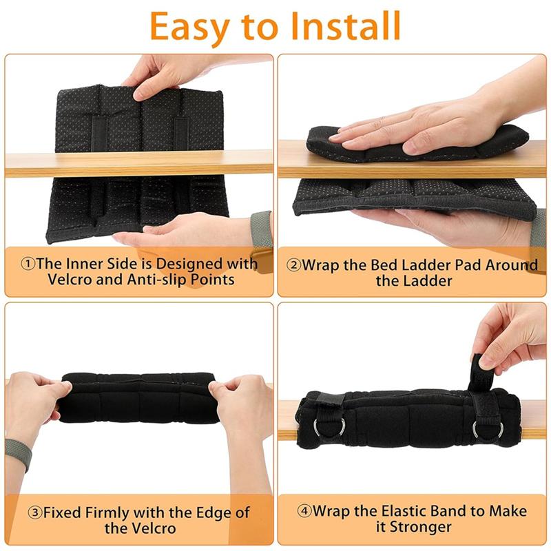 HHO-Ladder Pads(5PCS), Soft Cover With 10 Adjustable Straps, Bunk Bed Ladder Covers, Comfortable Step Pads