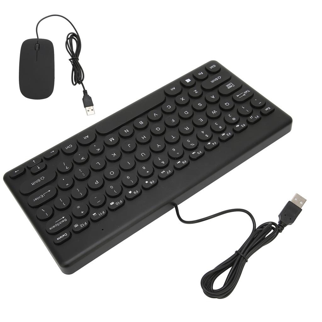 Keyboard Mouse Combo Comfortable Ergonomics Power Saving 78 Keys Round Keycap 4 Mouse Buttons Wired Computer Supplies