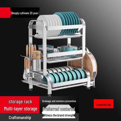 3-Tier Stainless Steel Dish Drying Rack with Utensil & Cutting Board Holder