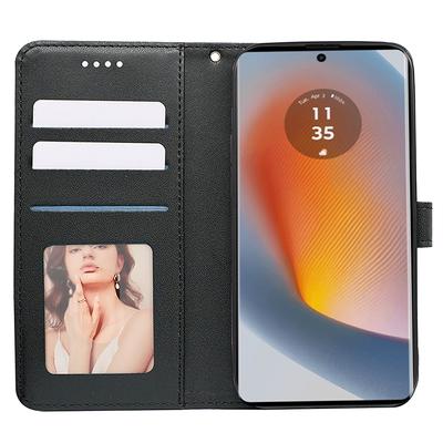 For Motorola Edge 50 Fusion 5G Case PU Leather Cubic Grid Phone Cover