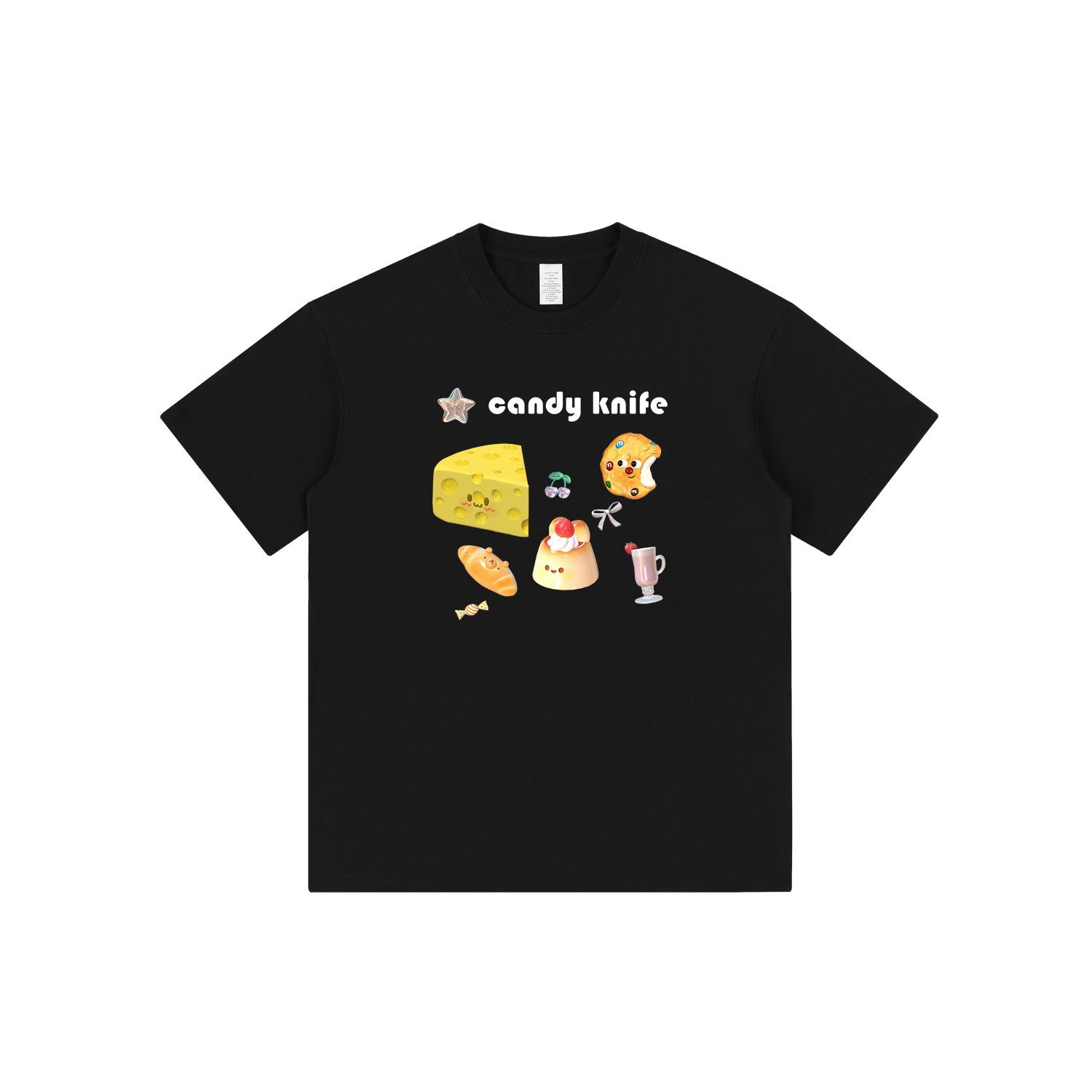 

Summer Cartoon Crew Neck Cotton Couples T-shirt - Cute Digital Print, Short Sleeve for Men and Women Large