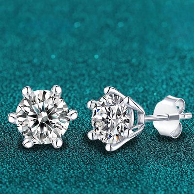 D Renk 0.5 CT 100% Mozanit Saplama Küpe Kadınlar için Kulak Çıtçıt 925 Gümüş Beyaz Altın Kaplama Takı Geçiş Elmas Testi