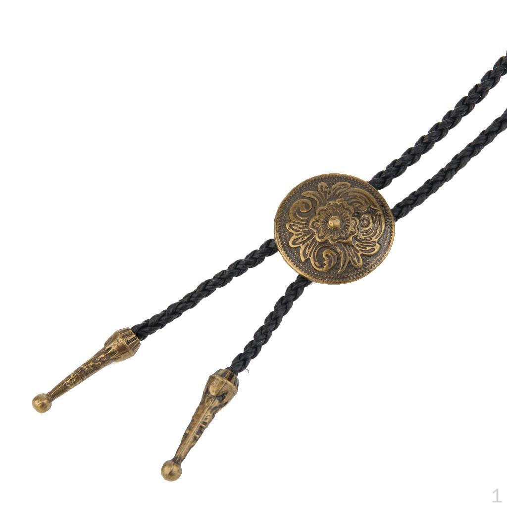 Боло-галстук Винтажное ожерелье Круглый кулон-цветок Подарок для Antique brass