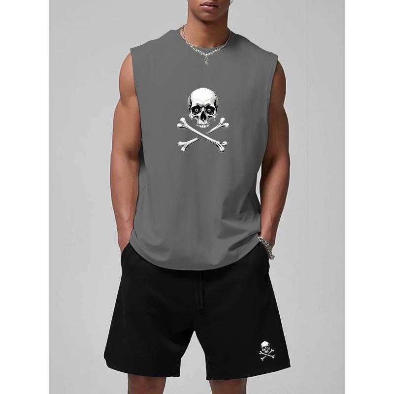 Летний Комплект для Активного Отдыха из Полиэстера Графический Топ-Майка и Шорты Влагоотводящие XXL серый