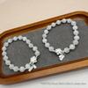 2025 Exquisite Sterling Silver Lotus Bracelet with Crystal White Cat Eye Beads - Luxurious Women's Hand Jewelry