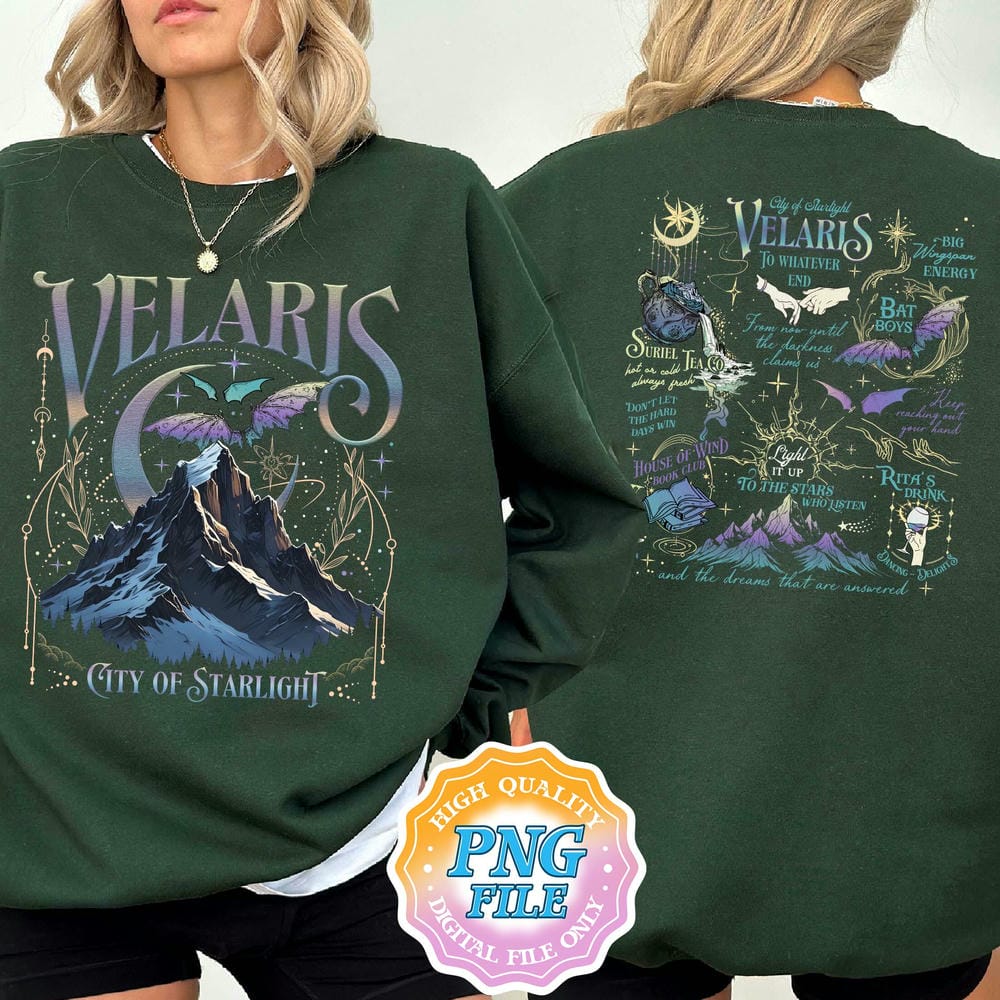 Velaris City of Starlight Two Sided Sweatshirt The Night Court Book Lover Sweater Long Sleeve Fleece Sweatshirt Y2K Streetwear