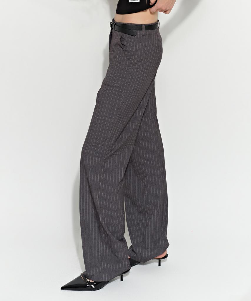 Beulaiteun Striped Semi-Wide Slacks Charcoal