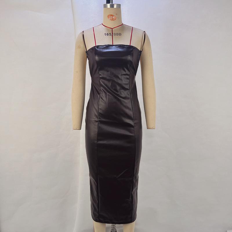 

Женские осенние и зимние модели с бретелью через шею, открытой спиной, облегающие платья с открытыми бедрами L темно-коричневого