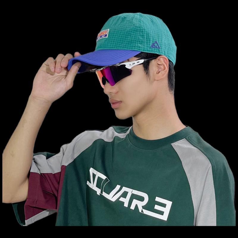 Men s Lightweight Breathable Color-Block Quick-Dry Sports Baseball Cap Adjustable