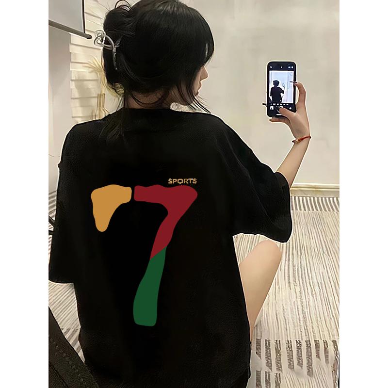 

Модная летняя футболка с коротким рукавом с принтом, мужская футболка с круглым вырезом и коротким рукавом, молодежный модный топ 3XL чёрный