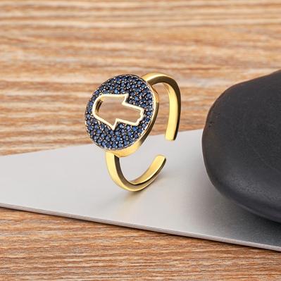 

Nidin Fashion 5 Colors Lucky Hollow Palm Ring For Women Zircon Open Adjustable Female Finger Jewelry Gift Daily Accessories темно-синий