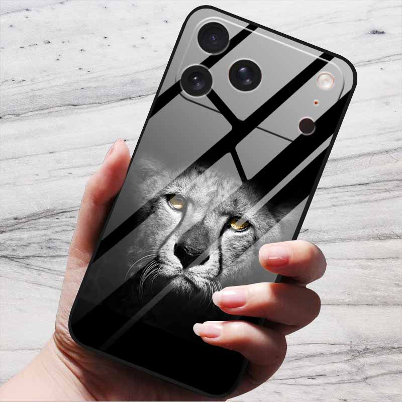 

Cute Case For iPhone 17 Pro Plus Capa 17 Pro Max Bumper Luxury Tempered Glass Hard Back Cover iPhone17 Air Funda Animal Patterns -iPhone 17 Pro Max