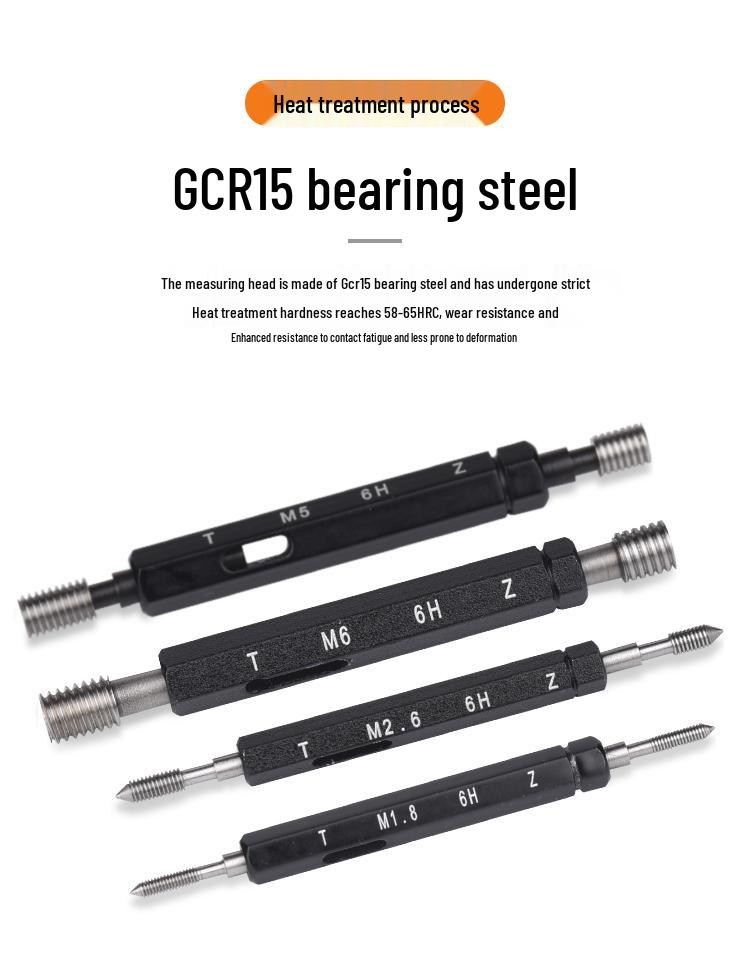 Metric 6H Thread Plug Gauge Go-No-Go Inspection Tool with Pointed Flat Head, M1-20