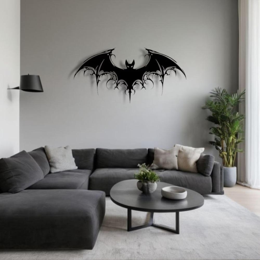 Gothic Iron Bat Wall Art, Fantasy Home Decor, Halloween Gothic Wall Hanging, Metal Sculpture