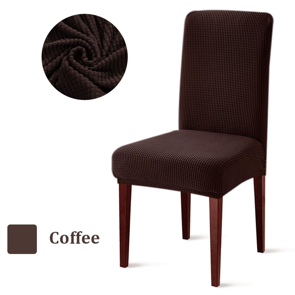 Jacquard fleece middle back chair cover solid color corn kernel chair cover dust-proof hotel banquet dining chair cover dust cover