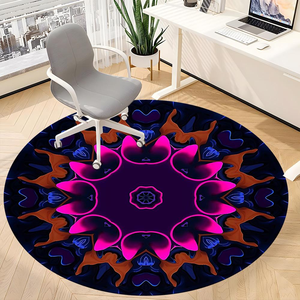 1pc Abstract Mandala Design Carpet, Round Non Slip Durable Large Size Office Carpet, Suitable for Office