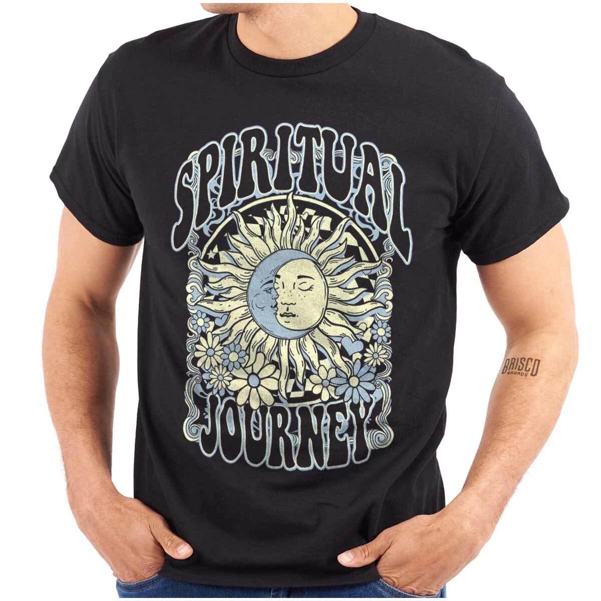 Celestial Sun Moon face Spiritual Journey Womens or Mens Crewneck T Shirt Tee XS