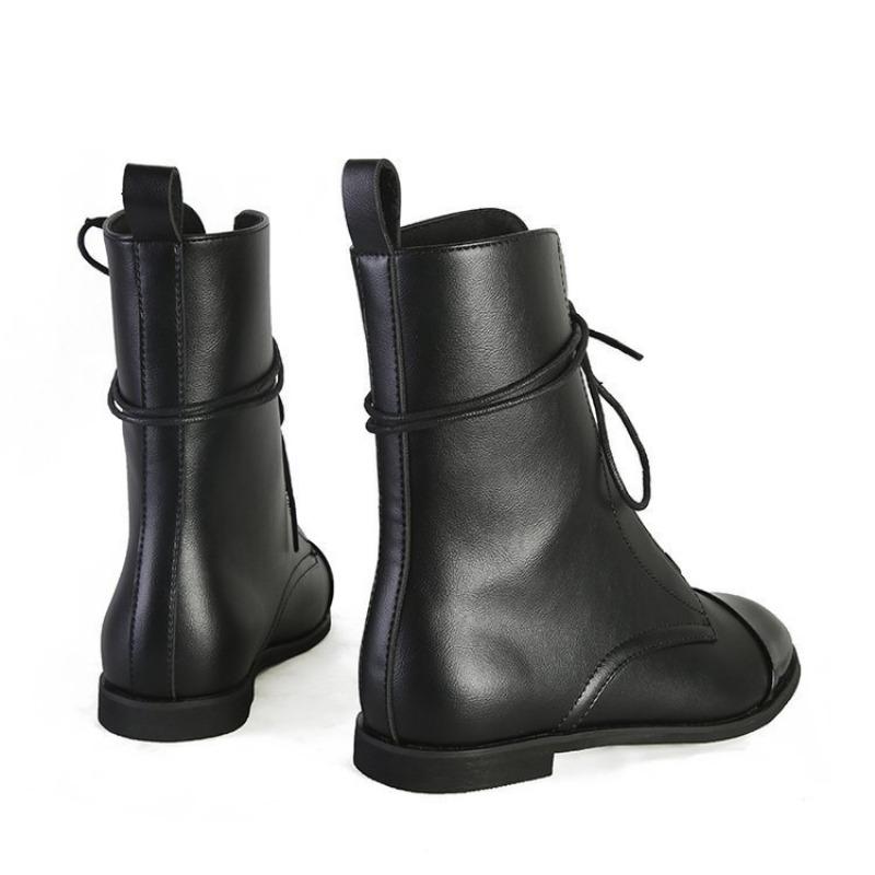 Scarpe da Donna Vintage Autunno Inverno Pelle Scarpe Casual di Design Stivali Bassi da Donna Stivaletti alla Caviglia Punta Rotonda Cinturino Stivali Corti