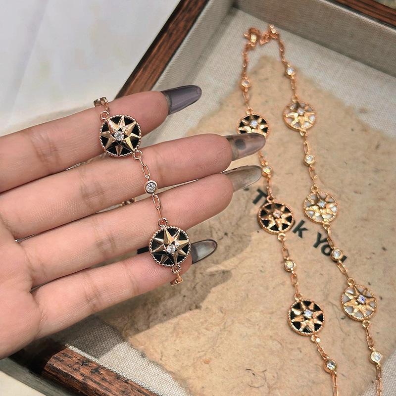 

European and American white agate octagram compass bracelet niche design mix and match stacking wearing jewelry hair