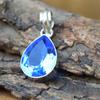 Pear Cut Blue Iolite Quartz 925 Sterling Silver Artisan Pendant