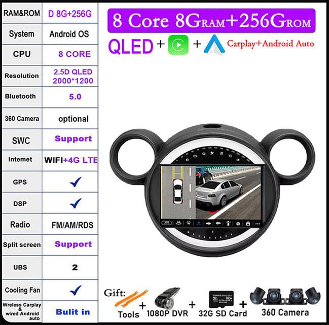 9 Inch 2.5D Touch Screen For BMW Mini 2010 2011 2012 2013 - 2016 Android 14 4G Lte Car Multimedia Player Video GPS Navigation