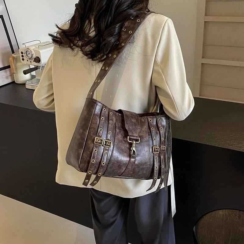 Belt Buckle Designer Women's Small 2024 Korean Fashion Shoulder Bag PU Leather Crossbody Bags Handbags and Purses