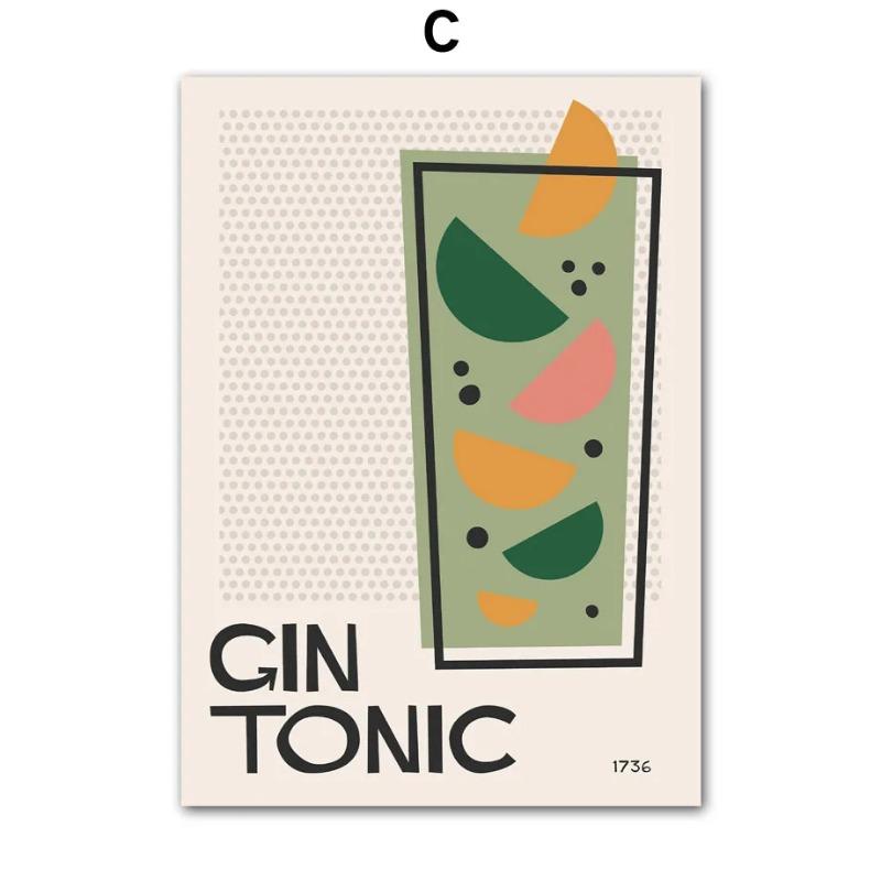 Abstract Vintage Cocktail Color Block Shapes Wall Art Canvas Painting Nordic Posters And Prints Wall Pictures For Bar Club Decor