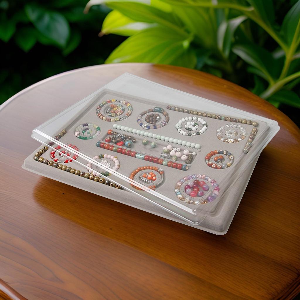 Portable Beading Mat and Tray Chic Jewelry Beading Mats Elegant Grey Flocked Board for Efficient Bead Handling