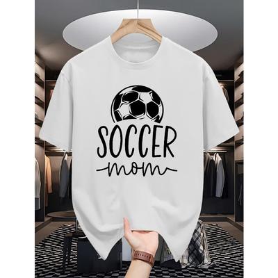 European SizeVintage Trendy Oversized Ca Sual T-Shirt Men'S And Teen ' SOCCER MOM Graphic T-Shirt -Casual Round Neck Short Sleeve