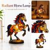 Horse Resin Sculpture Stained Glass Style USB Night Light Table Ornament Home Decoration Unique Animal Figurine Gift
