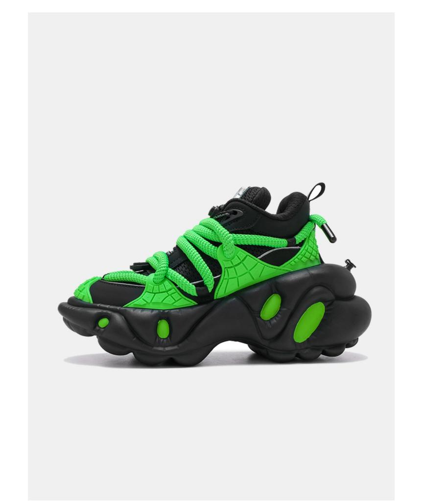 Super Soft Thick Sole Women/men Sport Shoes Lace Up Breathable Mesh Sneaker Casual Black/green Dad Shoes Platform Shoes