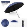 Black Reinforced Folding Umbrella, Sun & Rain Protection, Solid Color, Three-Fold, Fits 1-2 People, Ideal for Business Men & Women.