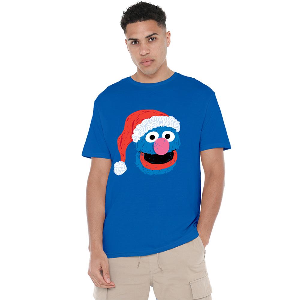 Sesame Street Unisex Adult Grover Scribble Christmas T-Shirt