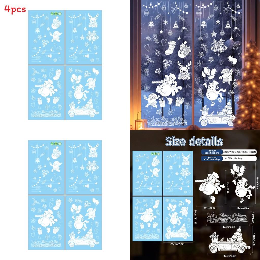 Christmas Static Cling Window Decals With White Christmas Snowman For Holiday Decor