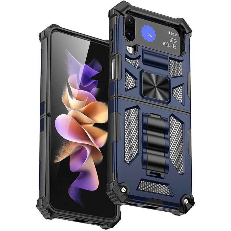 European and American fashion new models are suitable for Samsung zflip4 bracket mobile phone case Bayi armor anti-drop car magnetic case