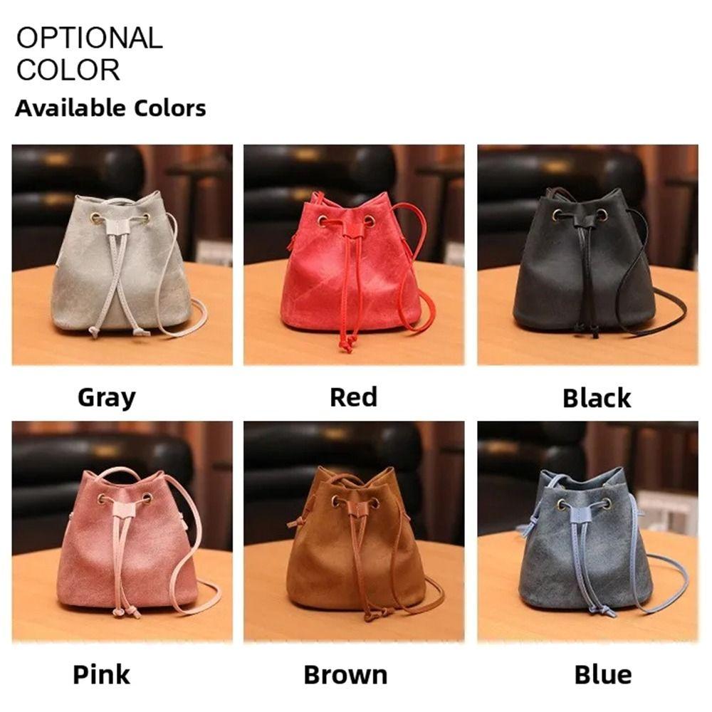 1Pcs New PU Leather Drawstring Bucket Bag Casual Urban Minimalist Style Shoulder Bag Small Crossbody Bag for Women