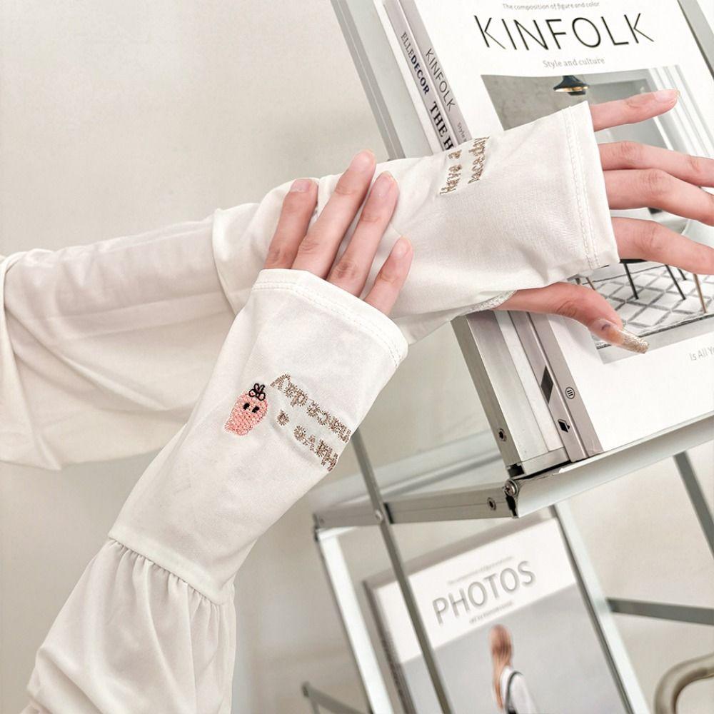 

Polyester Fibre Long Gloves Sunscreen Arm Sleeves Cover Fashion Ice Silk Sleeve Outdoor