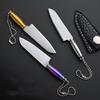 Mini Stainless Steel Sharp Blade Fixed Blade Knife Portable Pocket Keychain Unpacking Knife Camping Survival With Leather Case