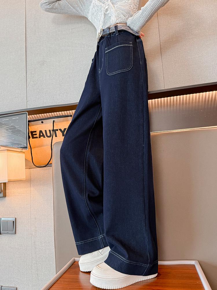 Girls' 2025 Spring/Autumn Fashion Wide-Leg Jeans – Casual and Versatile for Kids