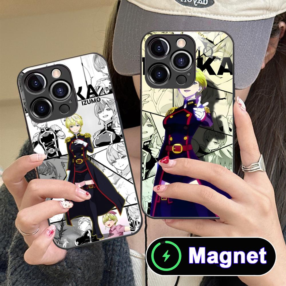 Mato seihei no slave Tenka Izumo Glass MagSafe Mobile Phone Case for iPhone 17 16 15 14 13 12 11 Air Pro Max Plus Mini Colorful