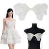 2pcs Sequin Beading Organza Embroidery Bow Lace Patches Butterfly Sewing Appliques Sew On for Women's Clothing Wedding Gown