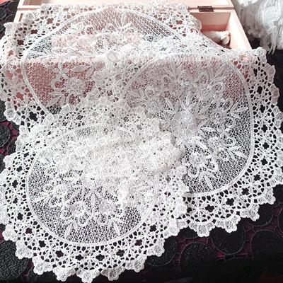 Lace Table Mat Round Coaster Dish Cloth Bowl Cup Tableware Mats European Style Embroidery Table Runner  Vase Decorative