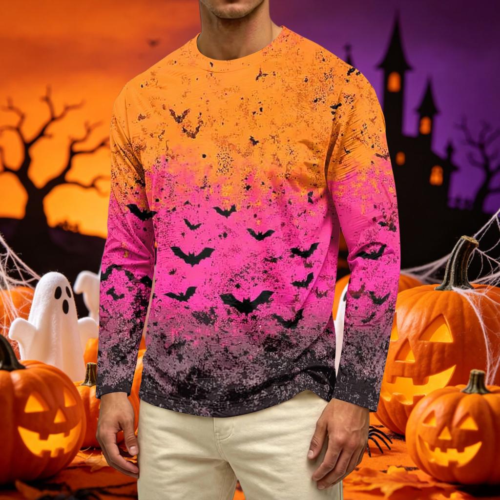 Men's Casual Long Sleeve T-Shirt Crew Neck Printed Graphic Top Comfortable Fit Soft Fabric Durable Stitching Suitable for Everyday Wear
