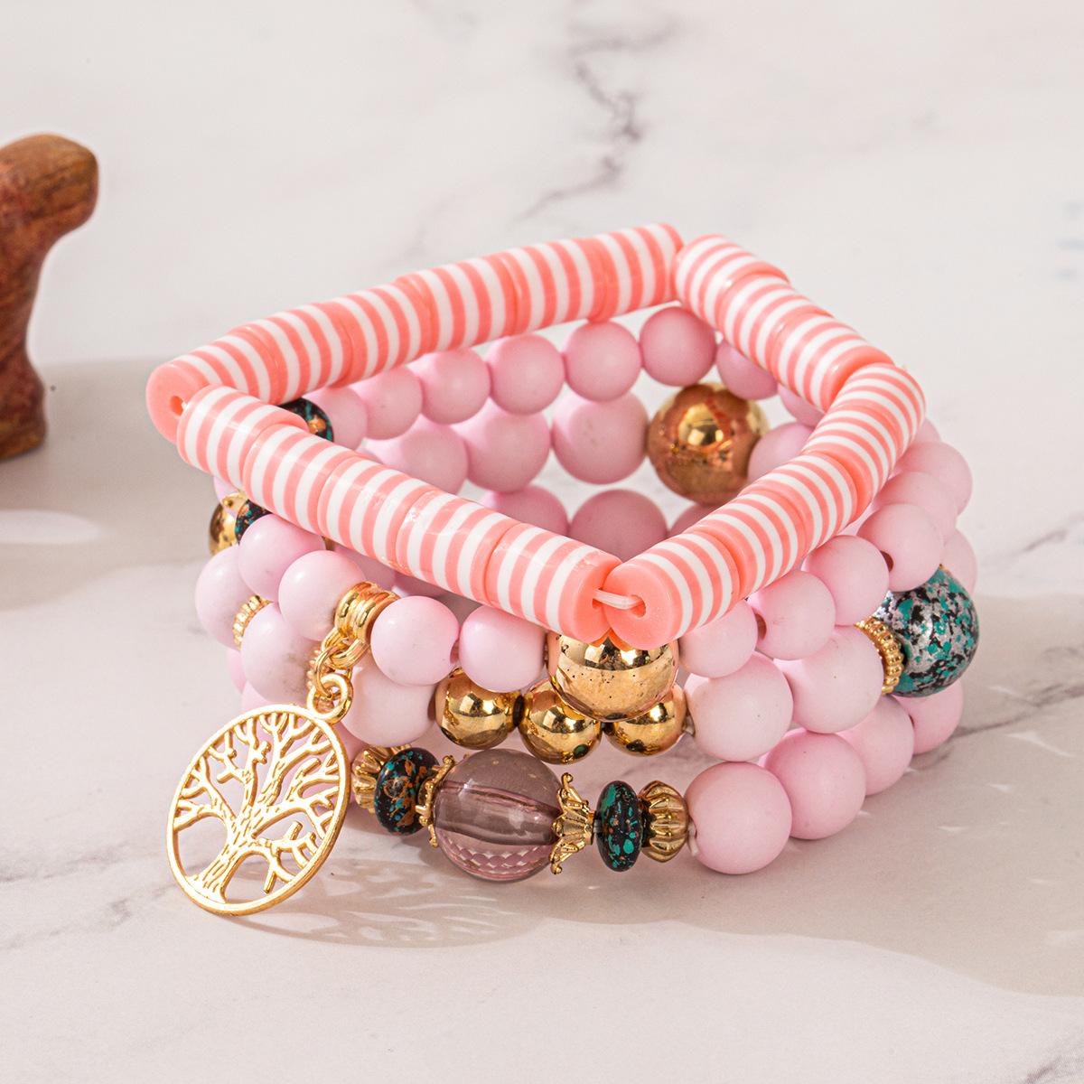 JYL TS Bracelet Coffee Bean Leaf  Bohemian Brings Warmth & Growth Pink темно-зеленого